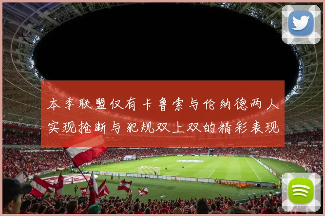 本季联盟仅有卡鲁索与伦纳德两人实现抢断与犯规双上双的精彩表现